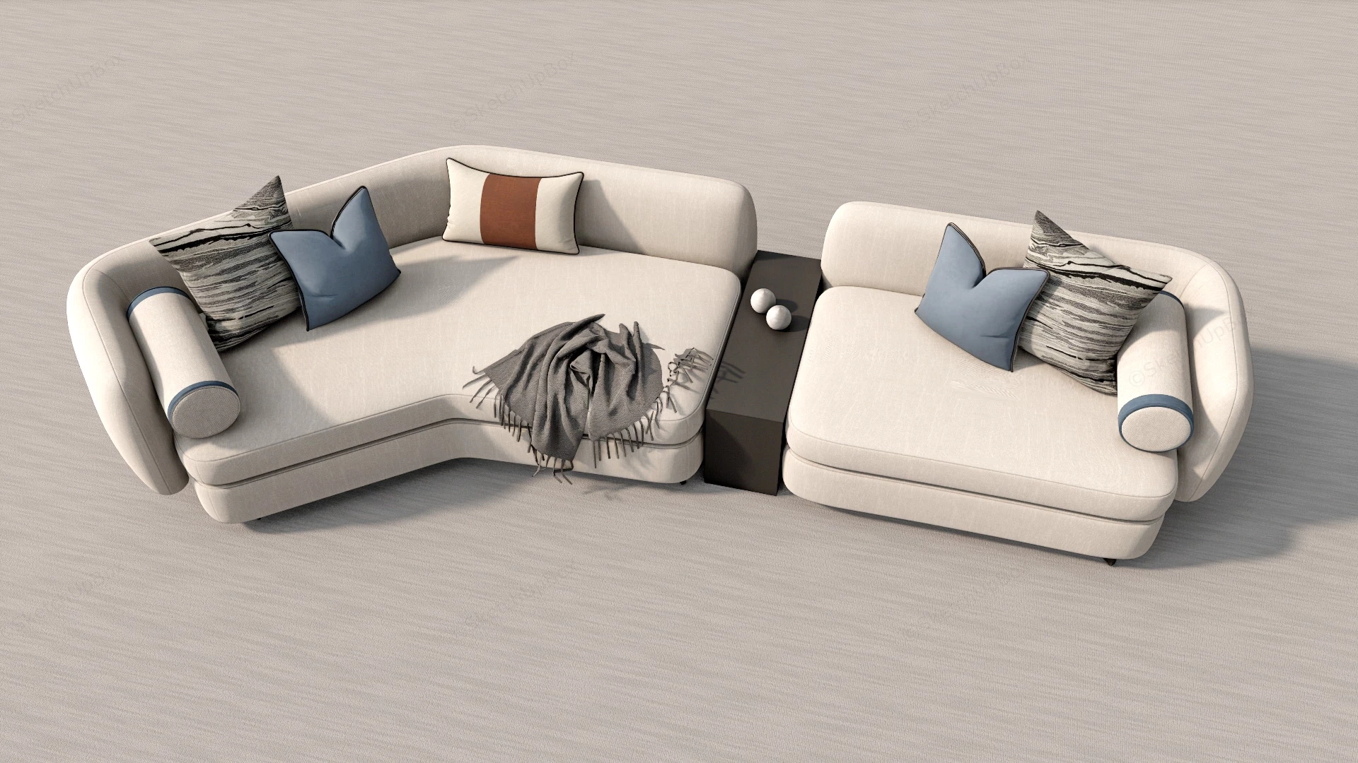 Modular Sectional Couch sketchup model preview - SketchupBox