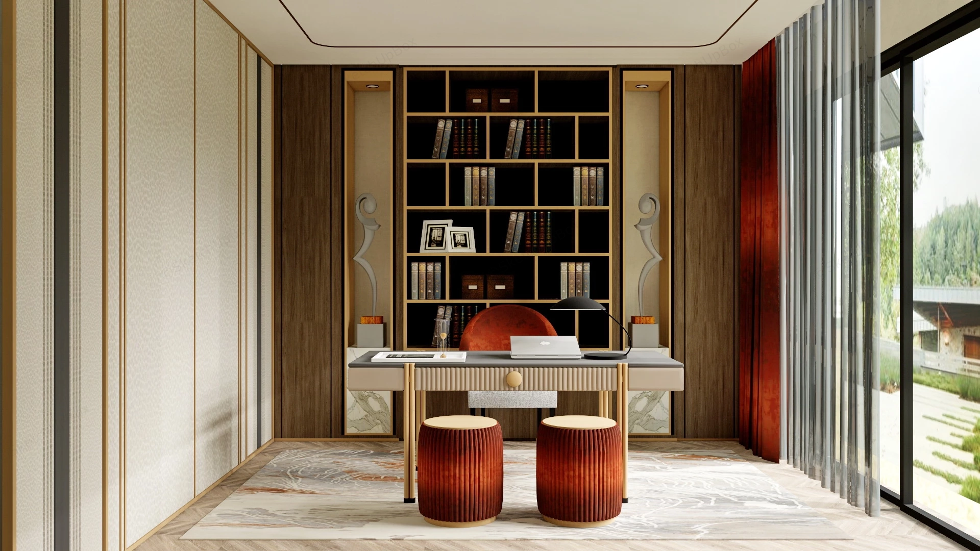 Cozy Home Office sketchup model preview - SketchupBox