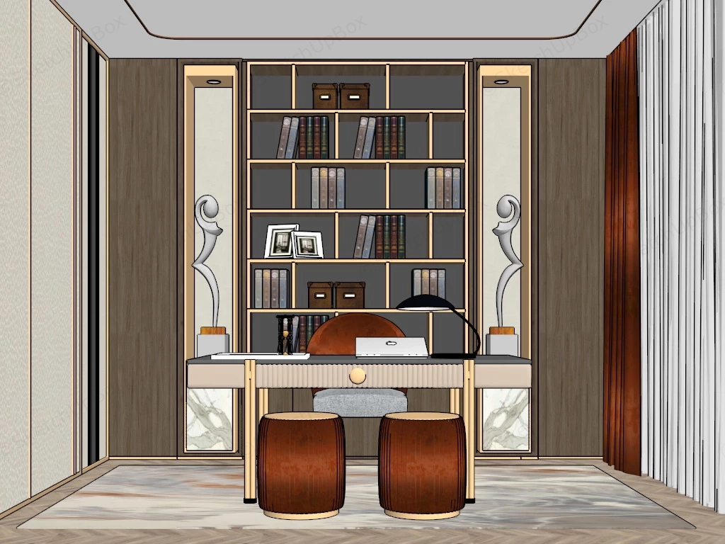 Cozy Home Office sketchup model preview - SketchupBox
