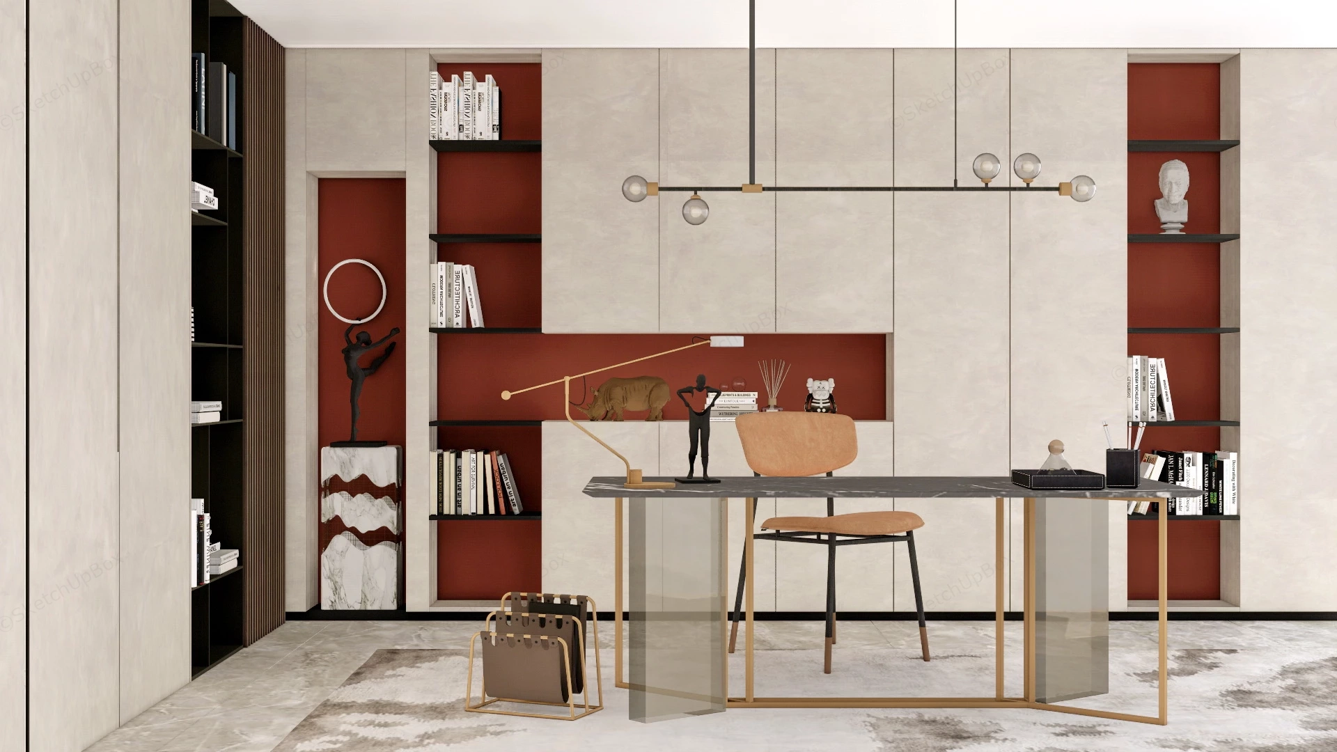 Modern Luxury Home Office sketchup model preview - SketchupBox