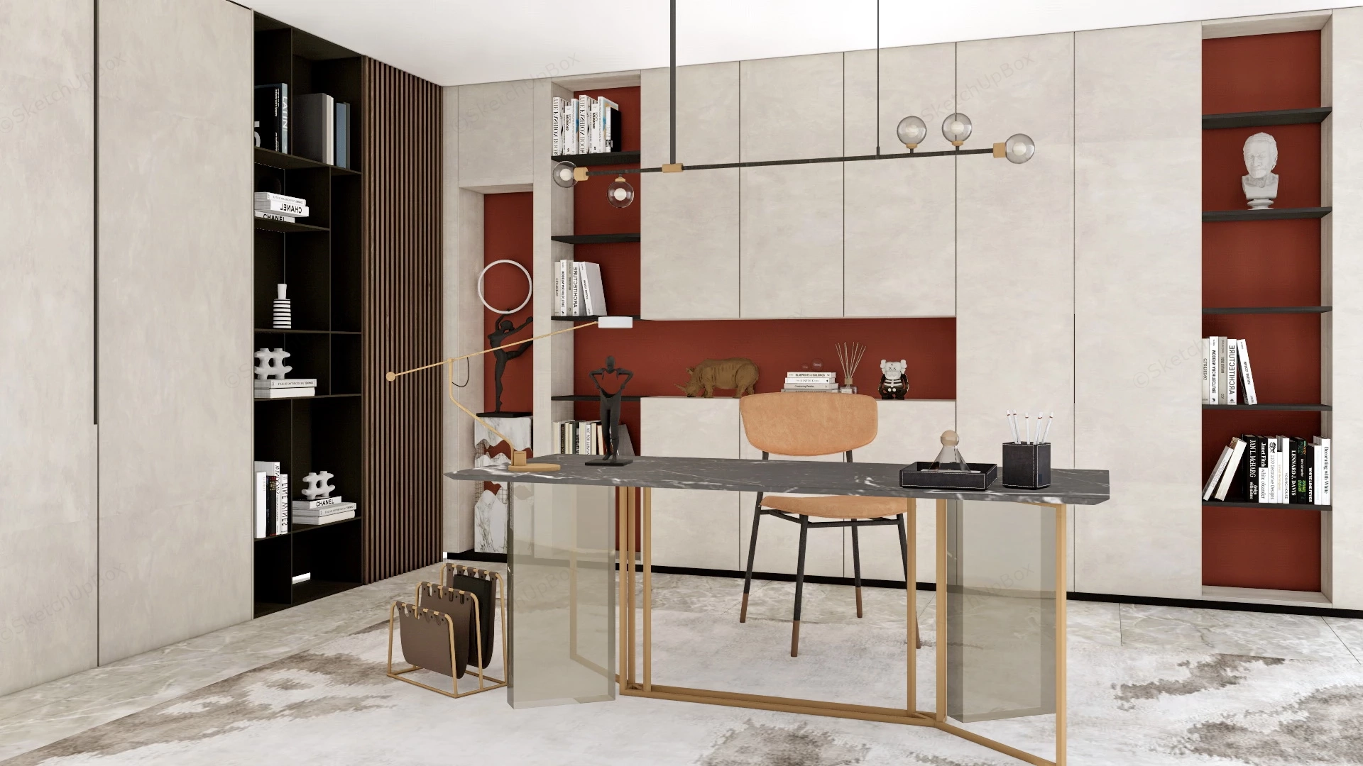 Modern Luxury Home Office sketchup model preview - SketchupBox