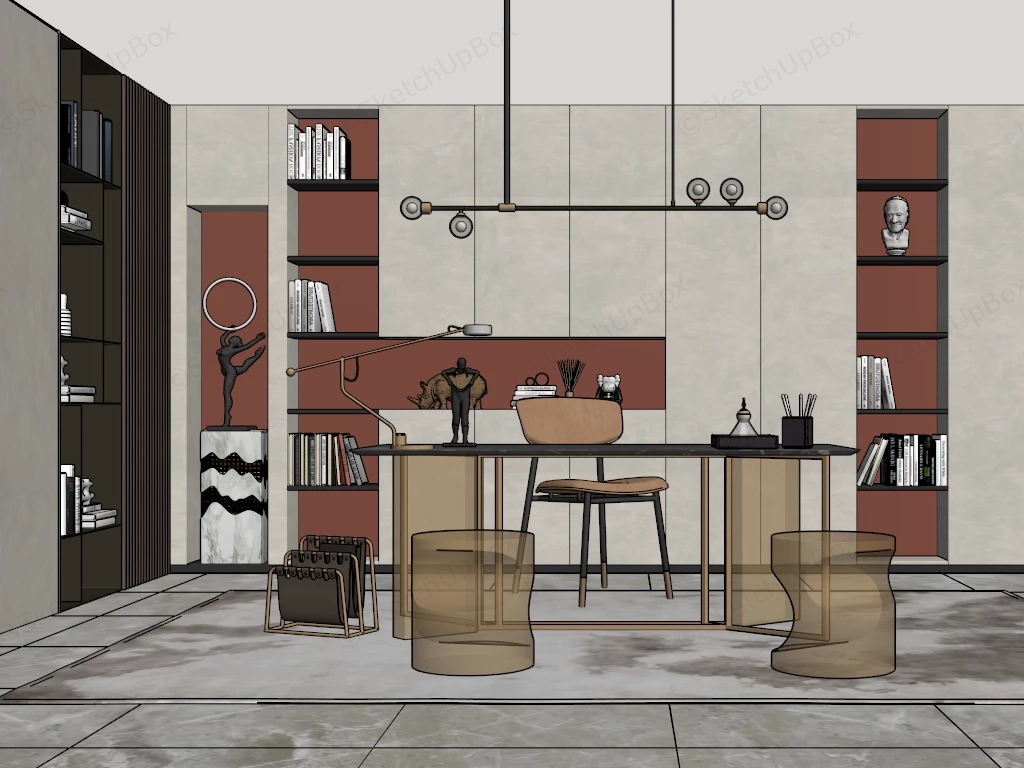 Modern Luxury Home Office sketchup model preview - SketchupBox