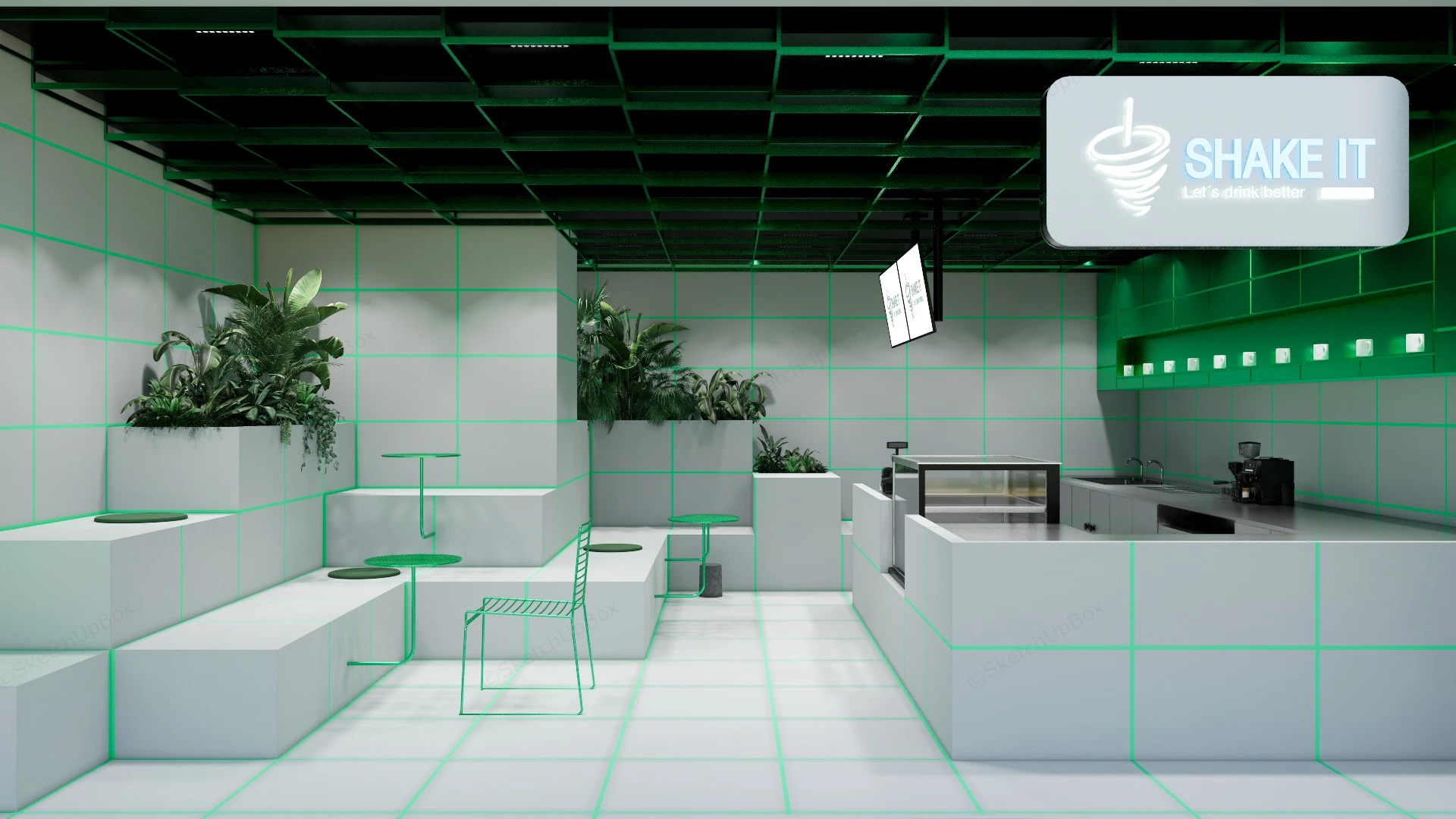 Cyberpunk Cafe sketchup model preview - SketchupBox