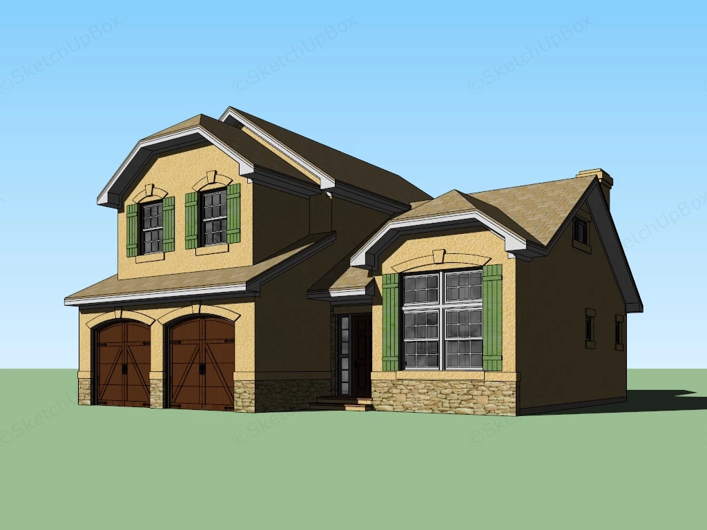 American Suburban House sketchup model preview - SketchupBox