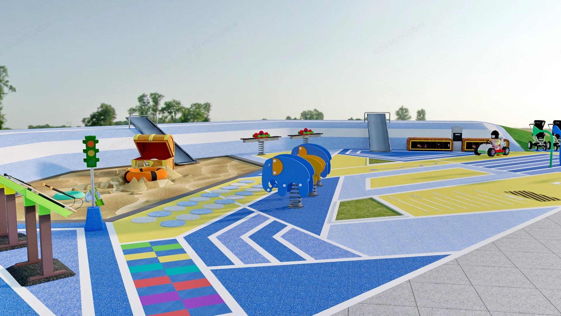 Toddler Playground With Sand Pit sketchup model preview - SketchupBox