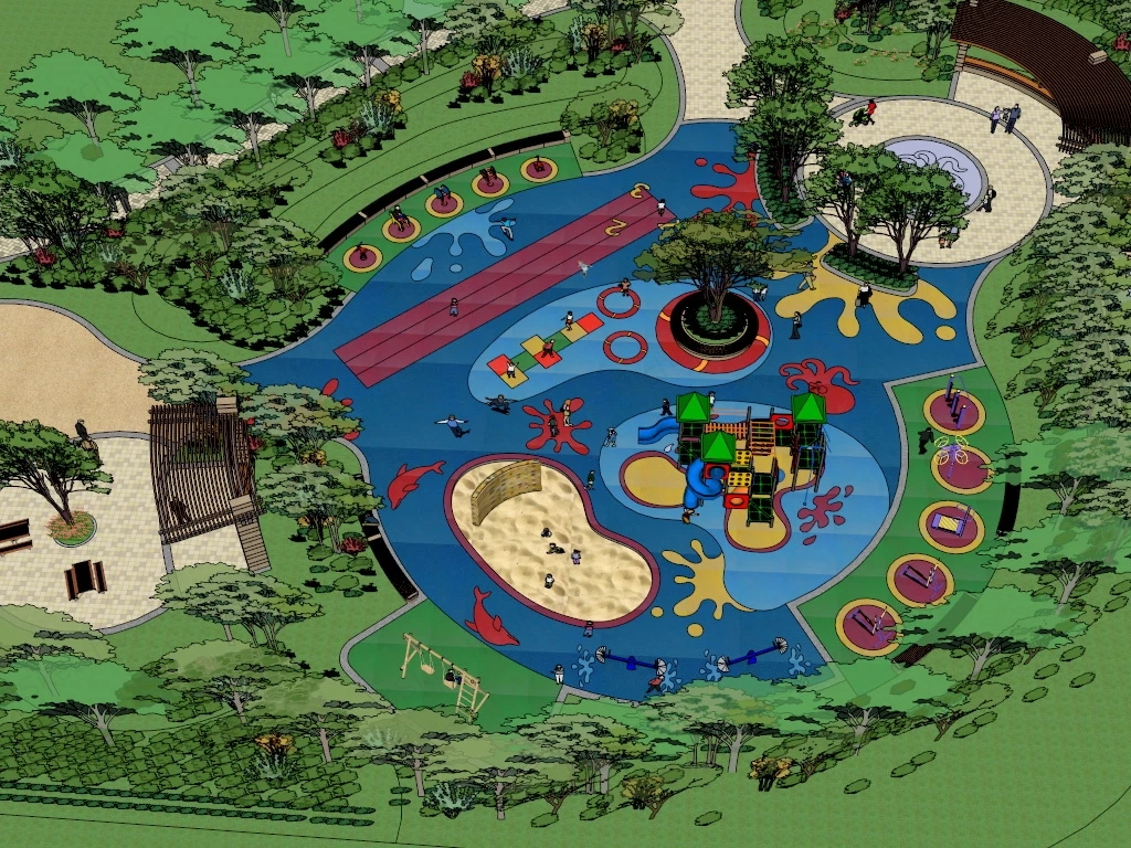 Community Park And Playground sketchup model preview - SketchupBox