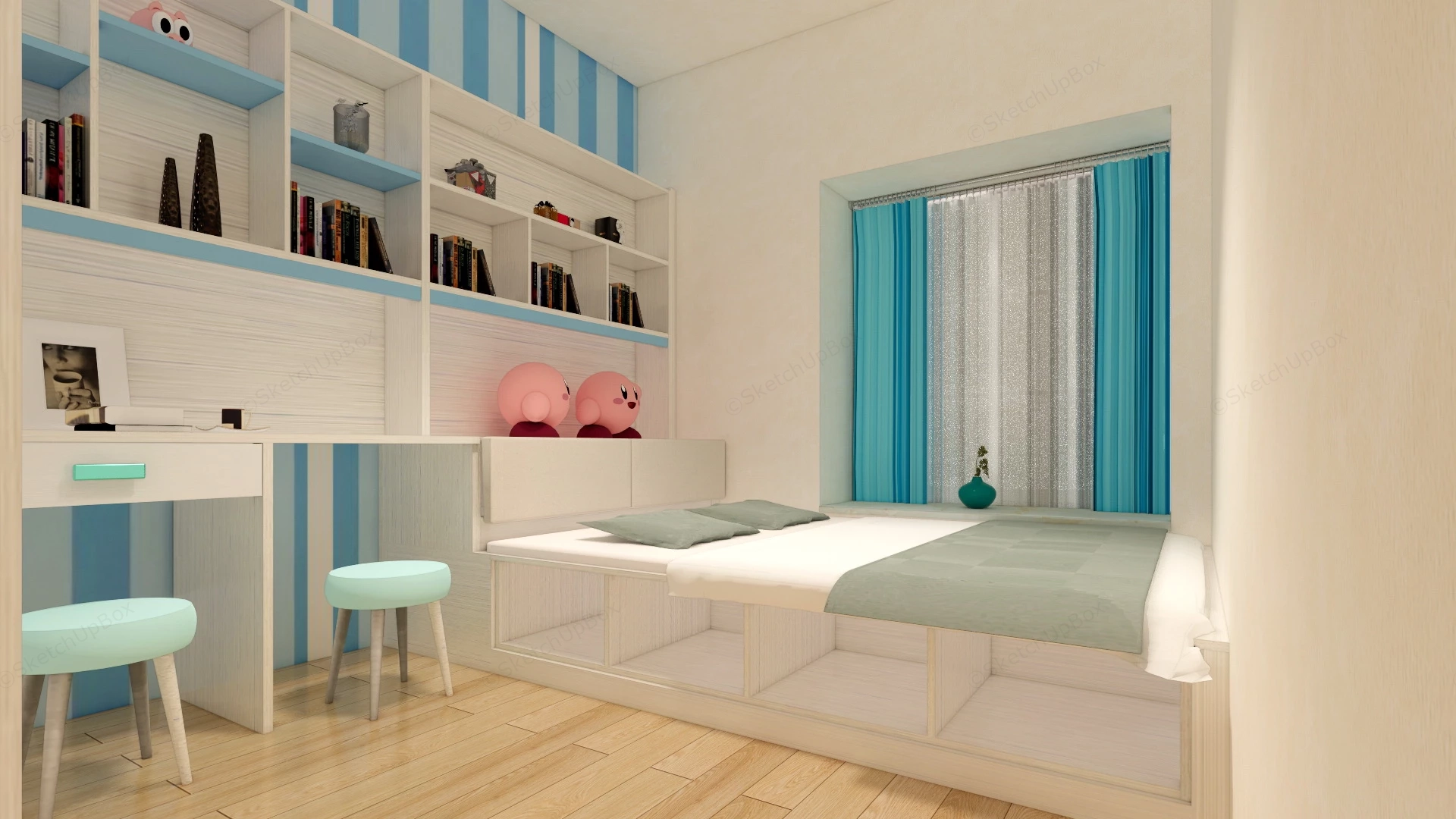 Small Teen Bedroom Idea sketchup model preview - SketchupBox