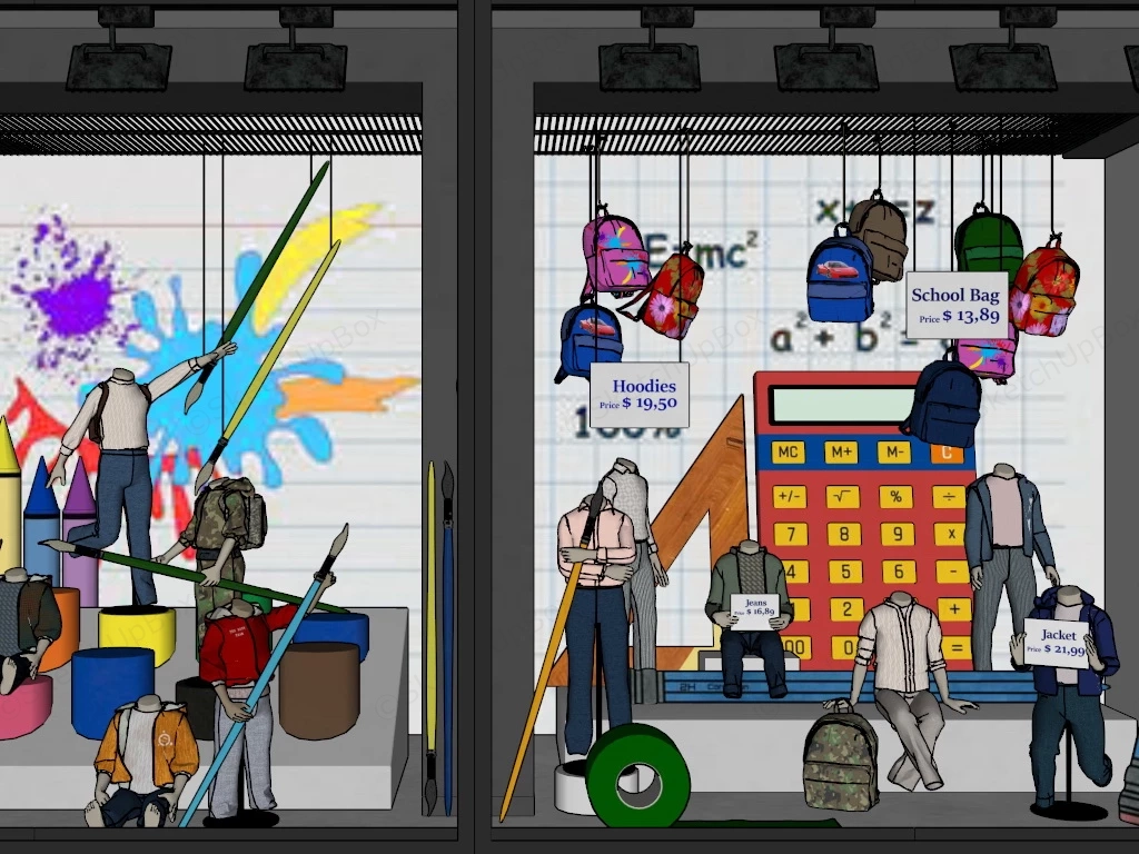 Back To School Window Display sketchup model preview - SketchupBox