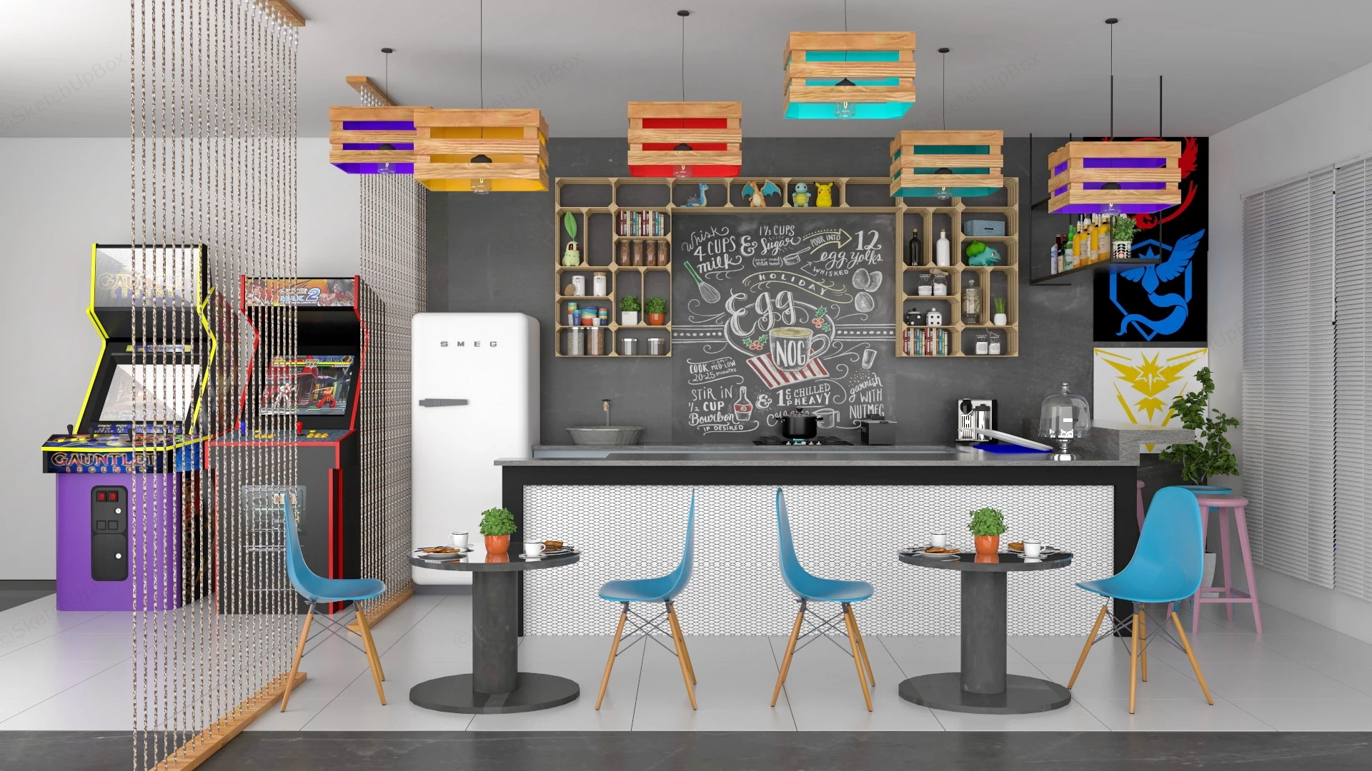 Retro Video Game Bar sketchup model preview - SketchupBox