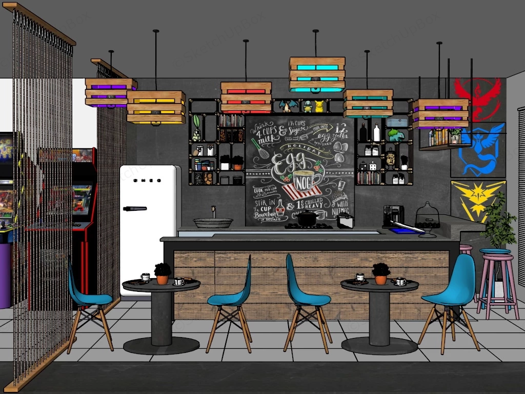 Retro Video Game Bar sketchup model preview - SketchupBox