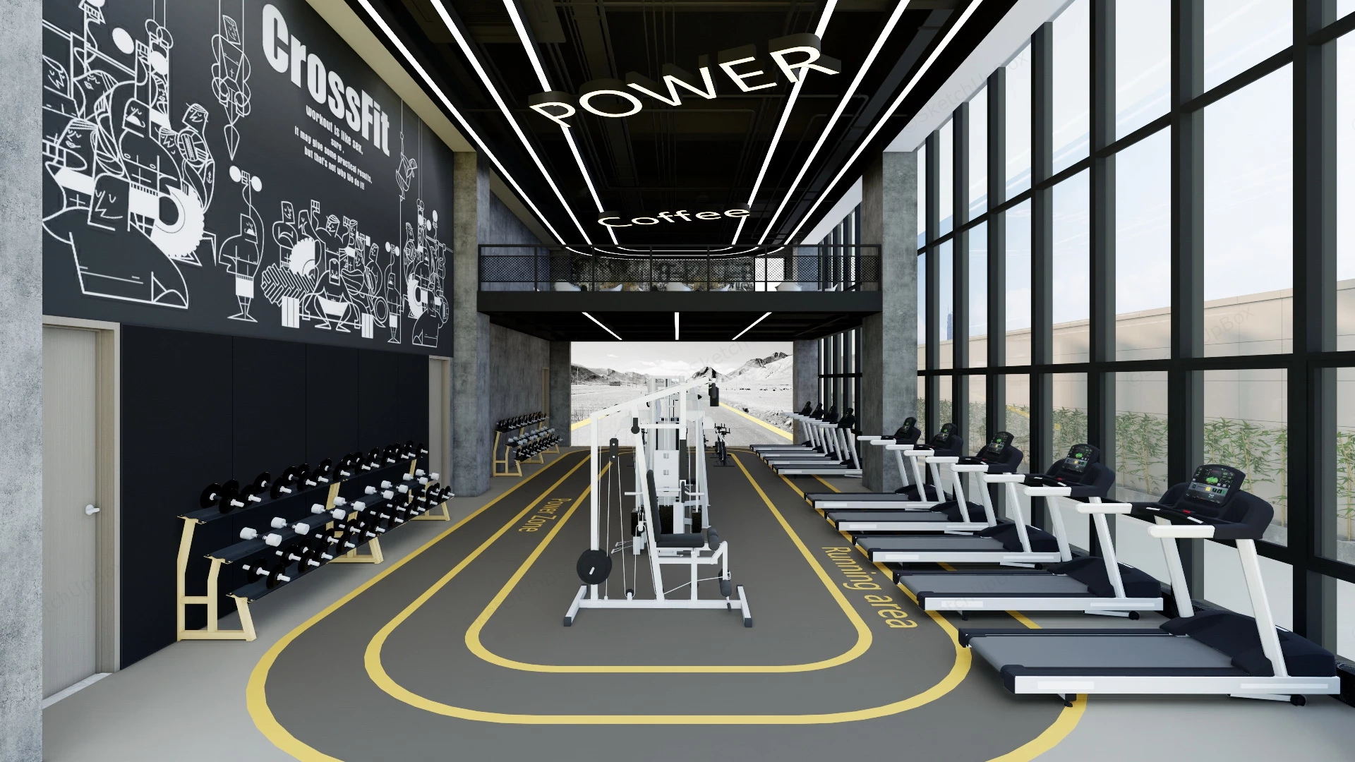 Fitness Club Design sketchup model preview - SketchupBox