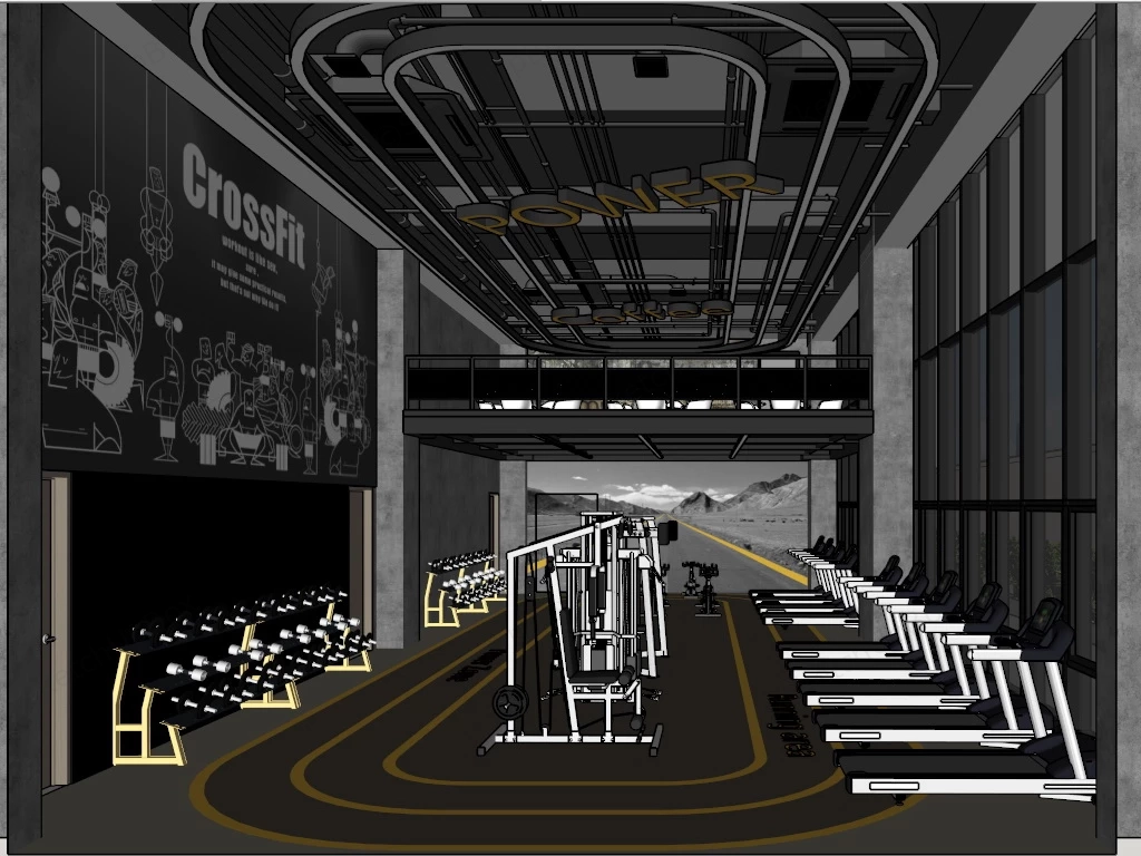 Fitness Club Design sketchup model preview - SketchupBox