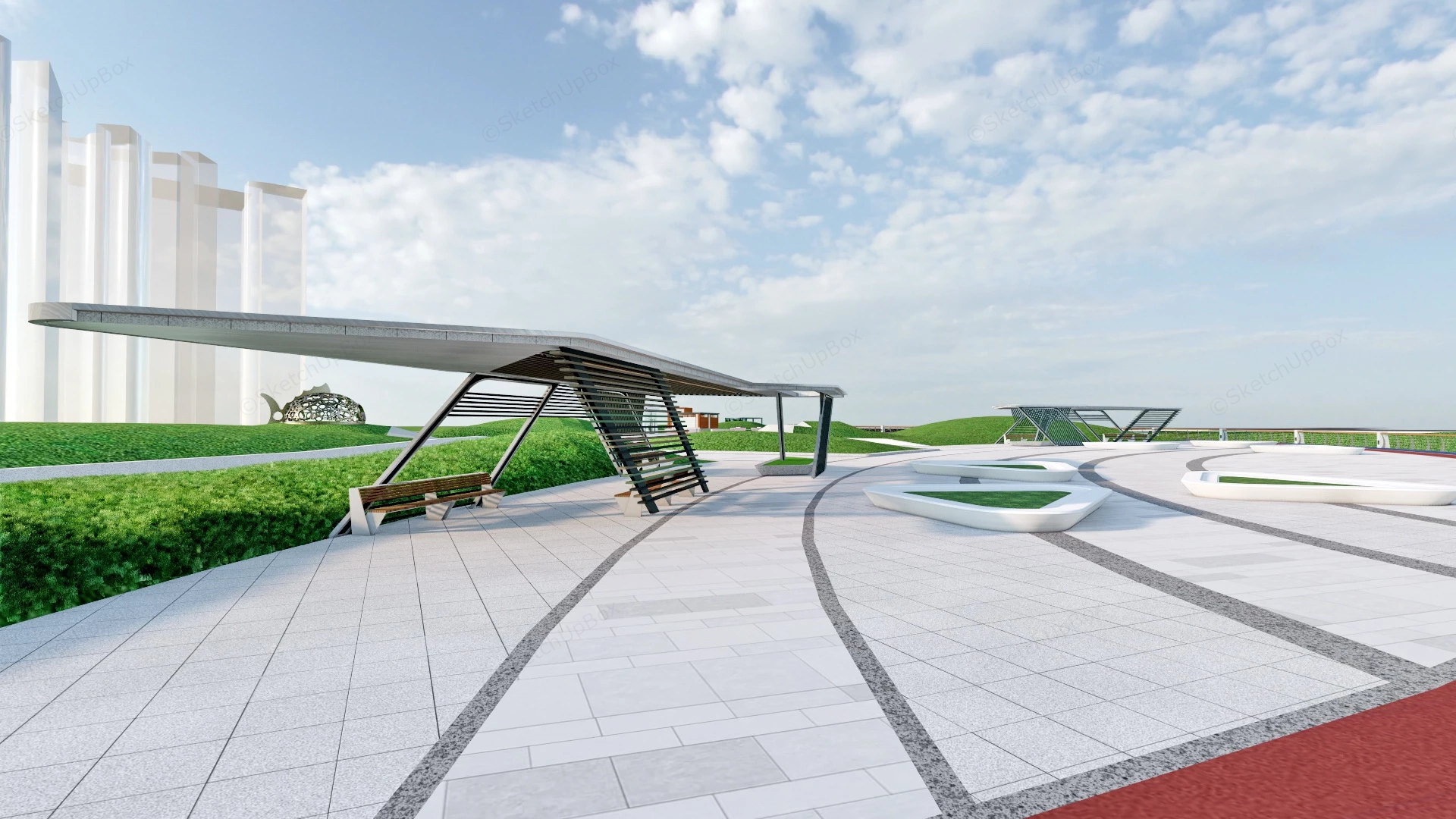 Riverfront Park Square sketchup model preview - SketchupBox