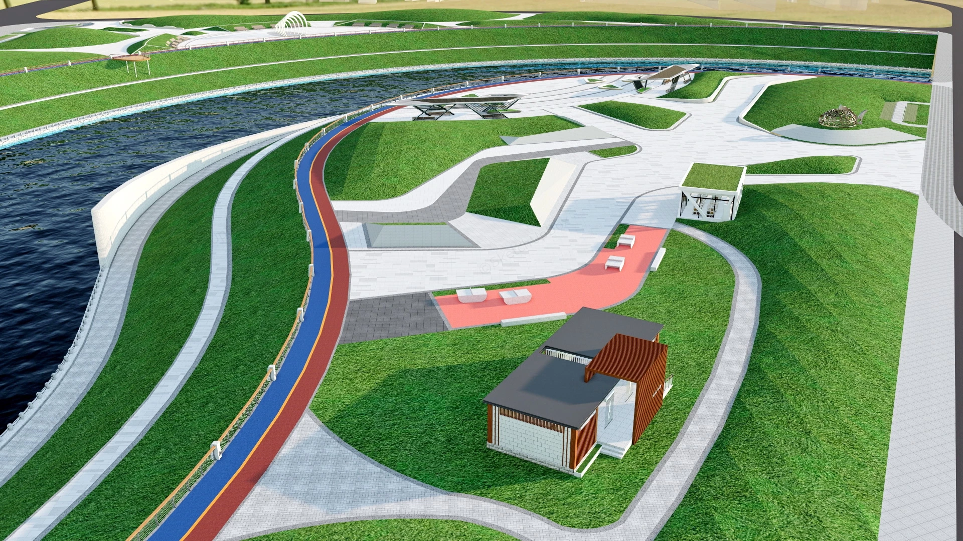 Riverfront Park Square sketchup model preview - SketchupBox