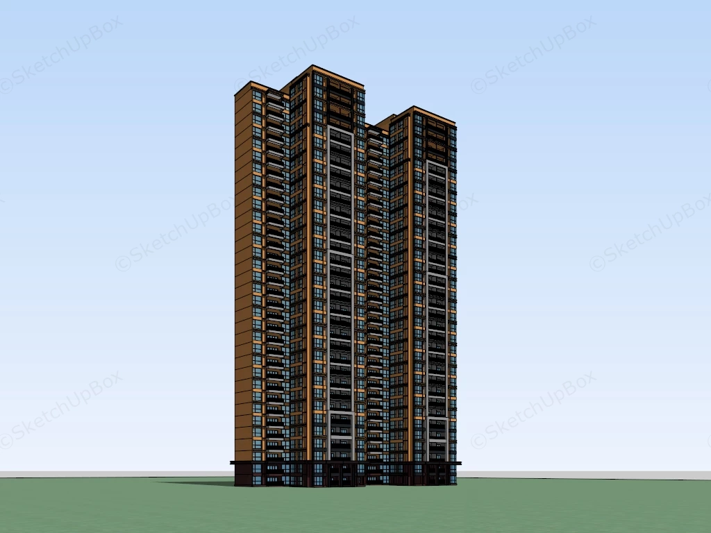 High Rise Apartment Building sketchup model preview - SketchupBox