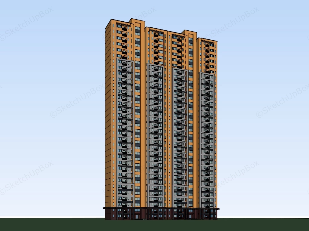 High Rise Apartment Building sketchup model preview - SketchupBox
