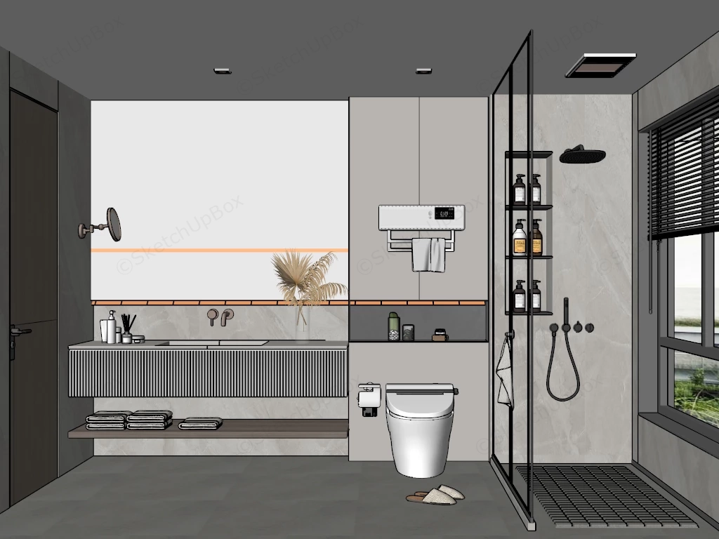Minimalist Bathroom Design Idea sketchup model preview - SketchupBox