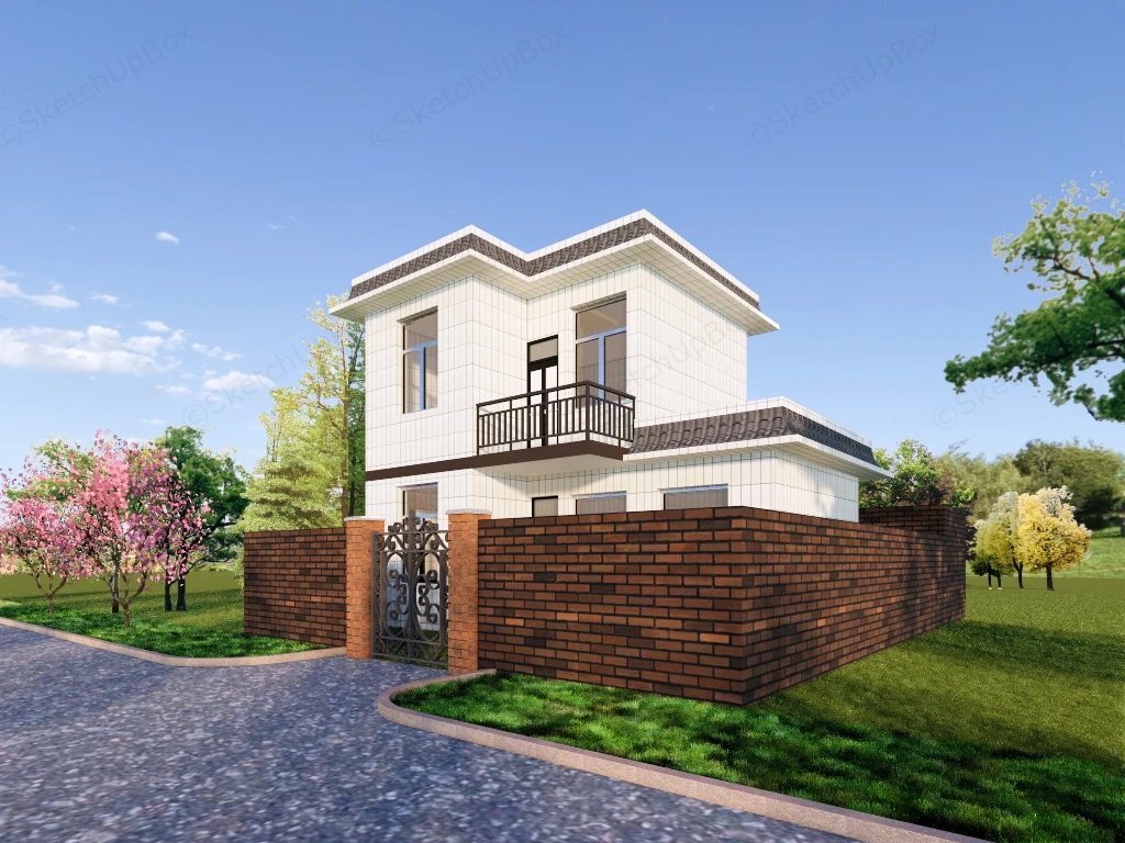 Modern Rural Country Home sketchup model preview - SketchupBox