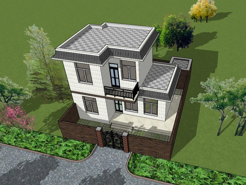 Modern Rural Country Home sketchup model preview - SketchupBox