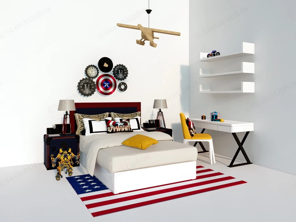 Teenage Boy Room Decor sketchup model preview - SketchupBox