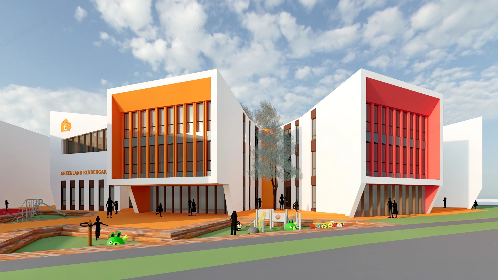 Greenland Kindergarten Buildings sketchup model preview - SketchupBox