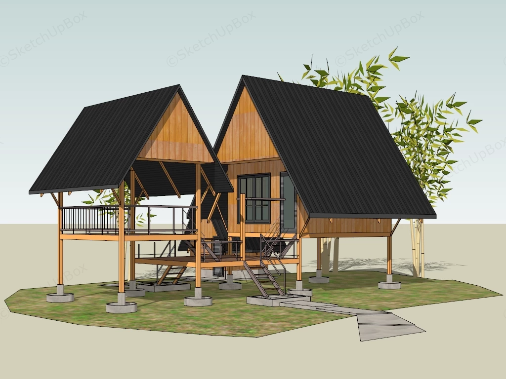 Vacation Stilt Hut sketchup model preview - SketchupBox
