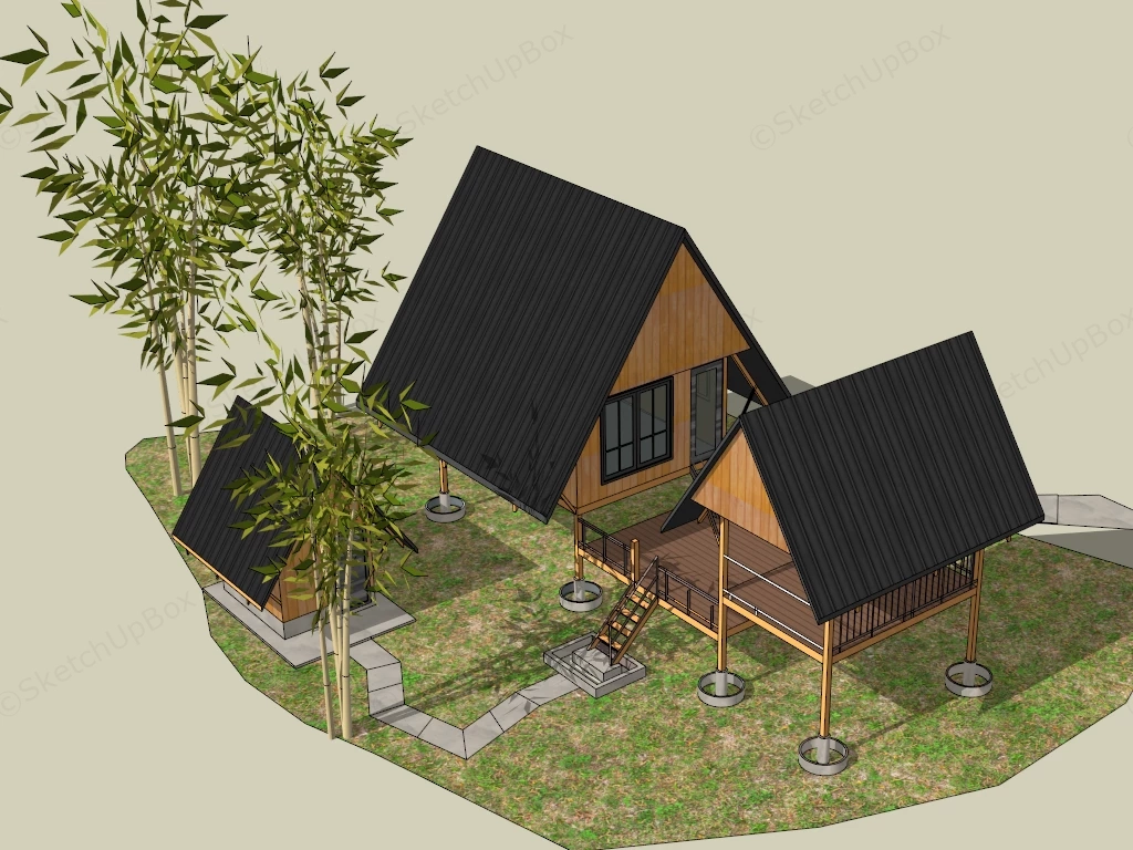 Vacation Stilt Hut sketchup model preview - SketchupBox
