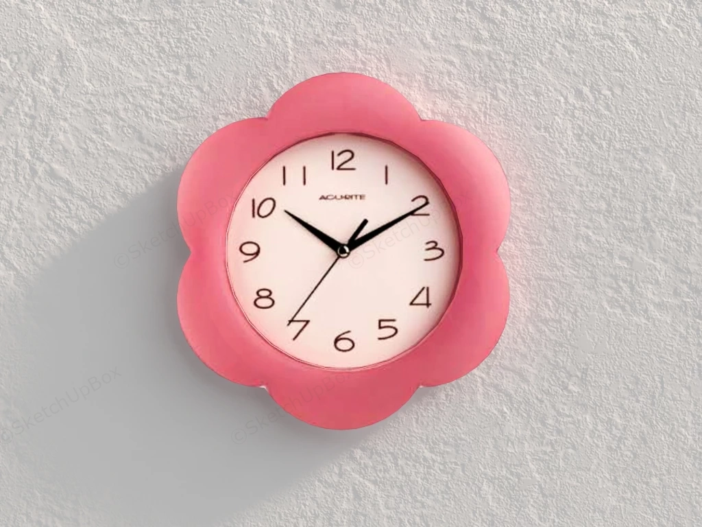 Pink Flower Wall Clock sketchup model preview - SketchupBox
