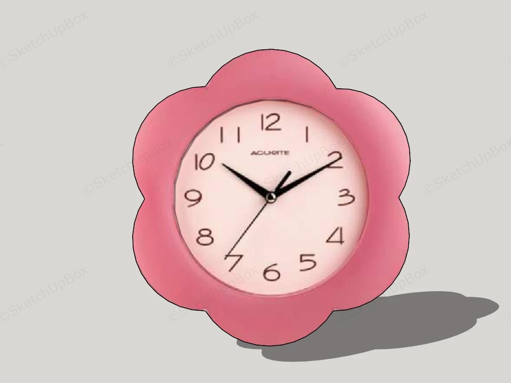 Pink Flower Wall Clock sketchup model preview - SketchupBox