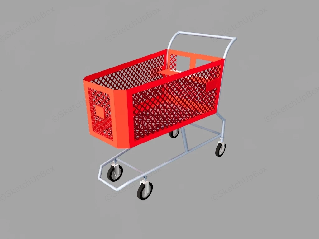 Red Shopping Cart sketchup model preview - SketchupBox