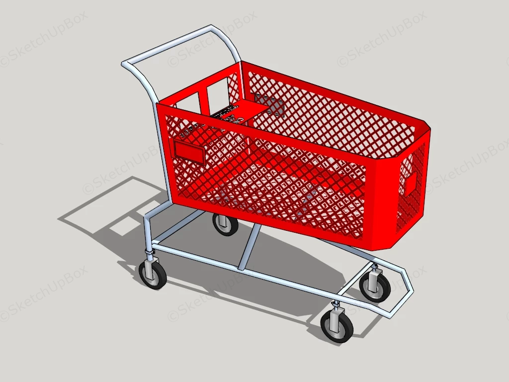 Red Shopping Cart sketchup model preview - SketchupBox