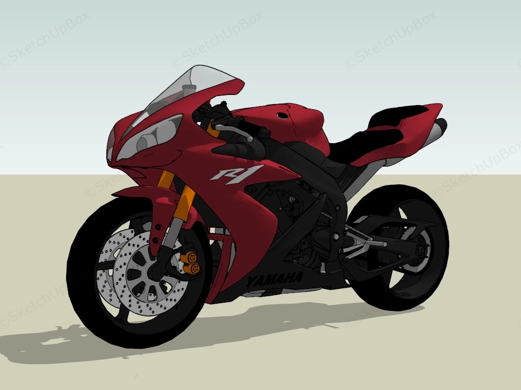 Yamaha YZF R1 Sports Motorcycle sketchup model preview - SketchupBox