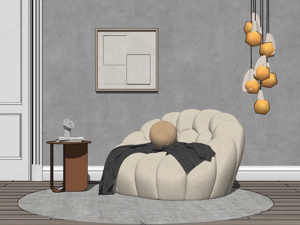 Bean Bag Sofa Chair sketchup model preview - SketchupBox