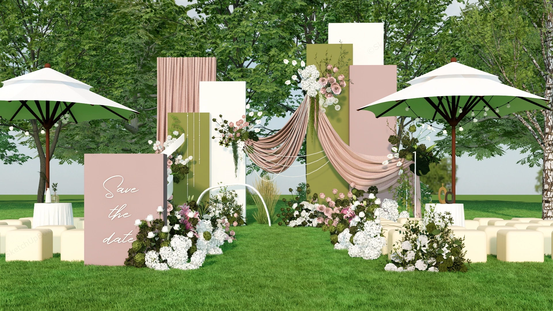 Outside Wedding Reception sketchup model preview - SketchupBox