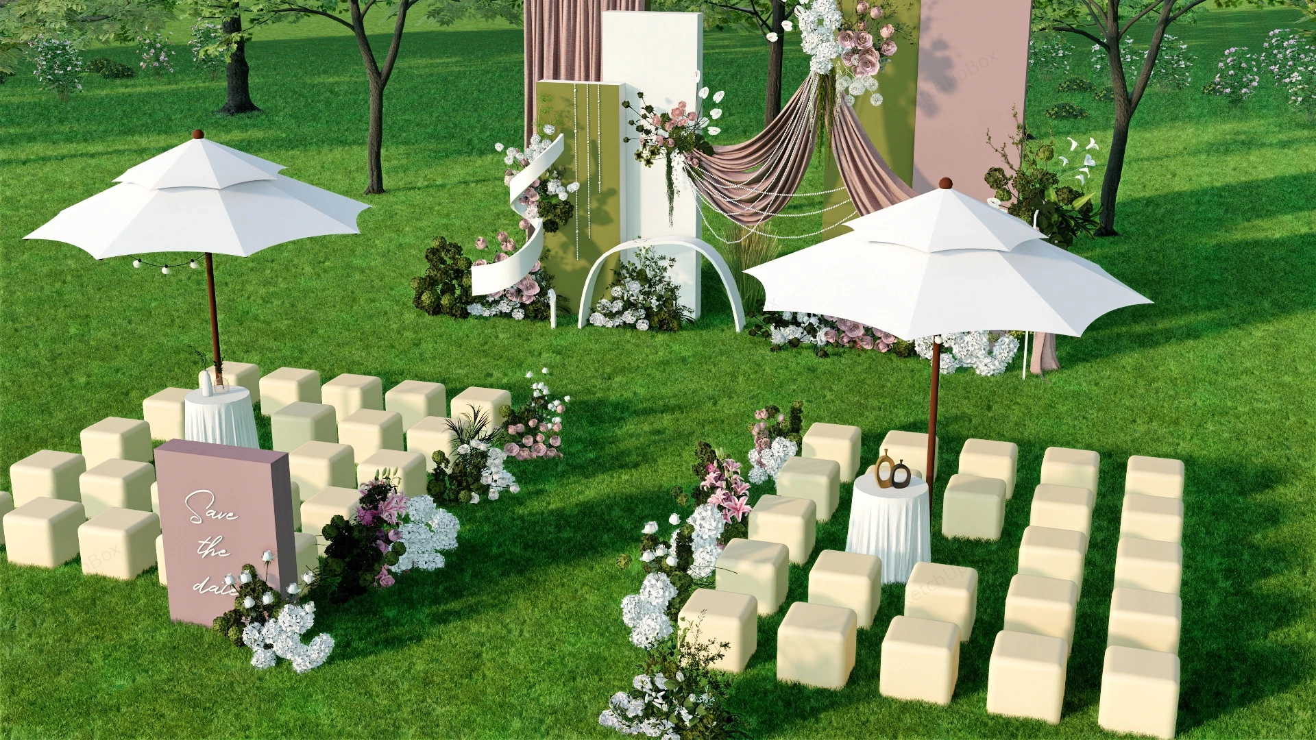 Outside Wedding Reception sketchup model preview - SketchupBox