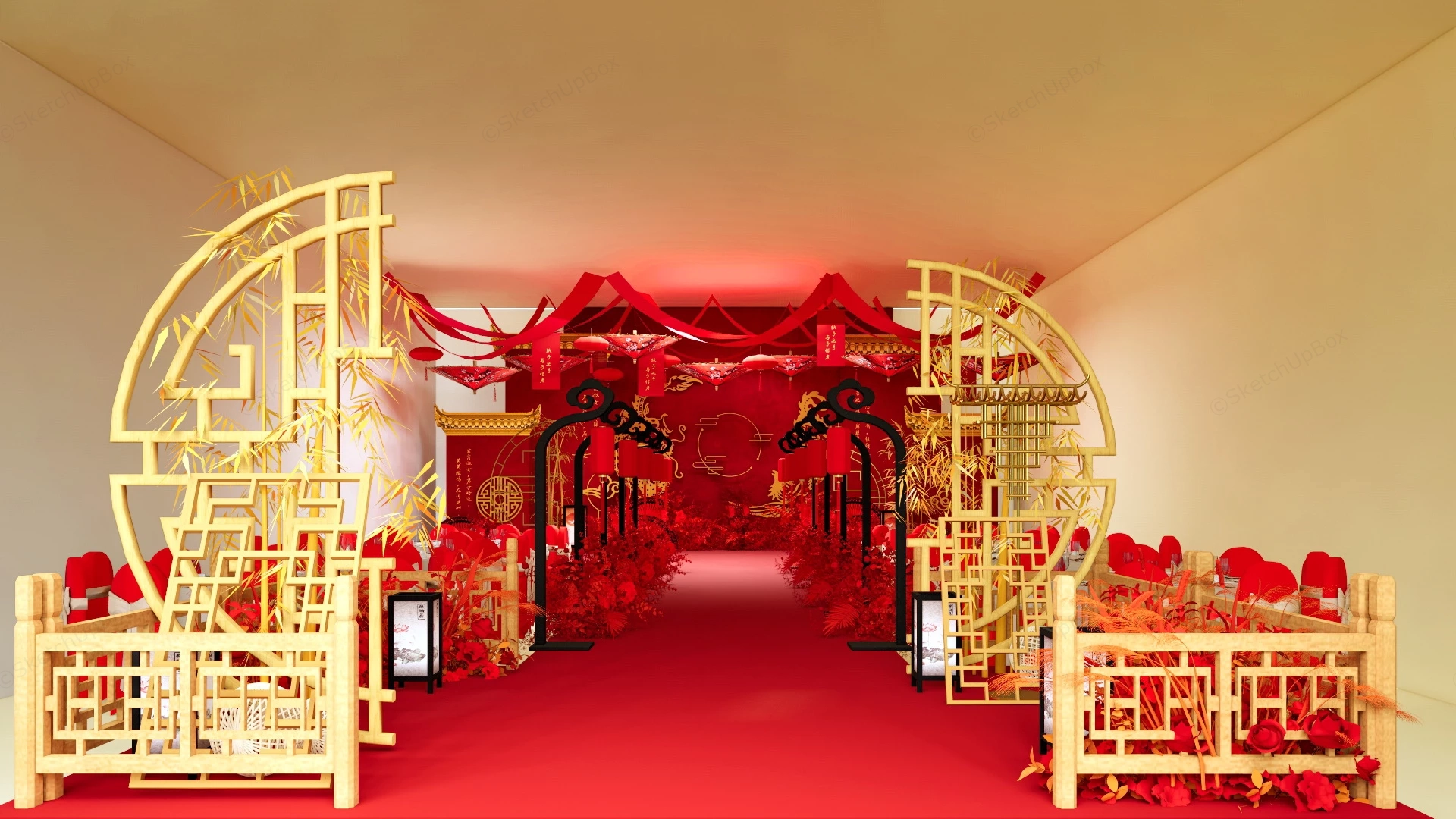 Chinese Wedding Venue Decoration sketchup model preview - SketchupBox