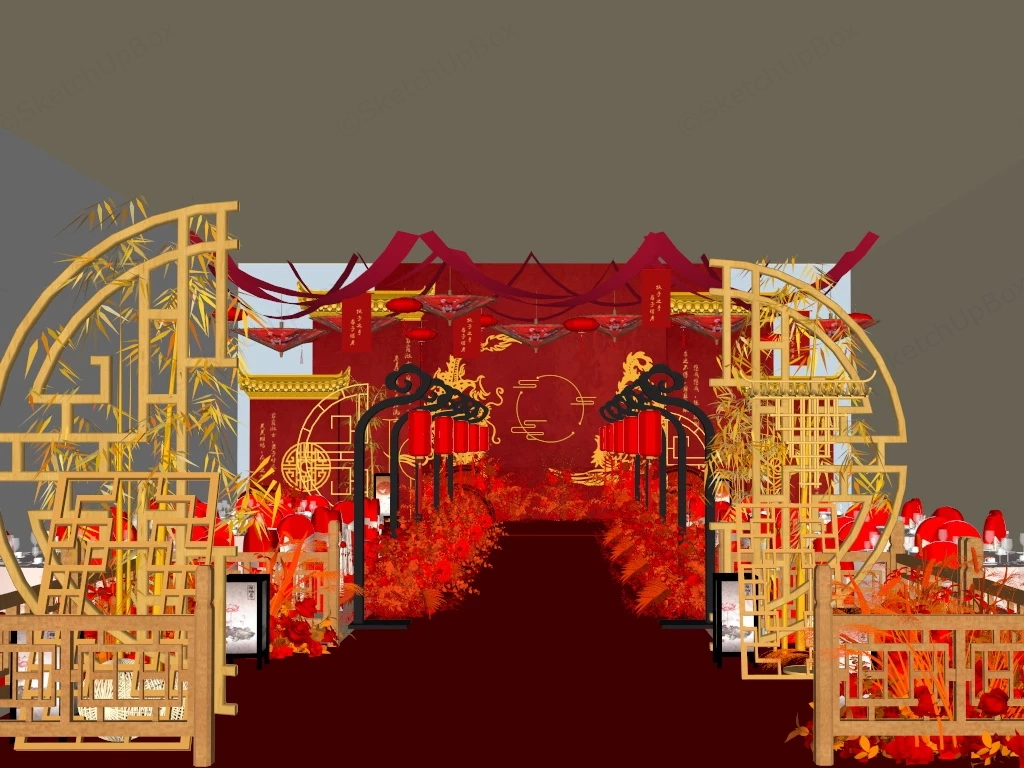 Chinese Wedding Venue Decoration sketchup model preview - SketchupBox