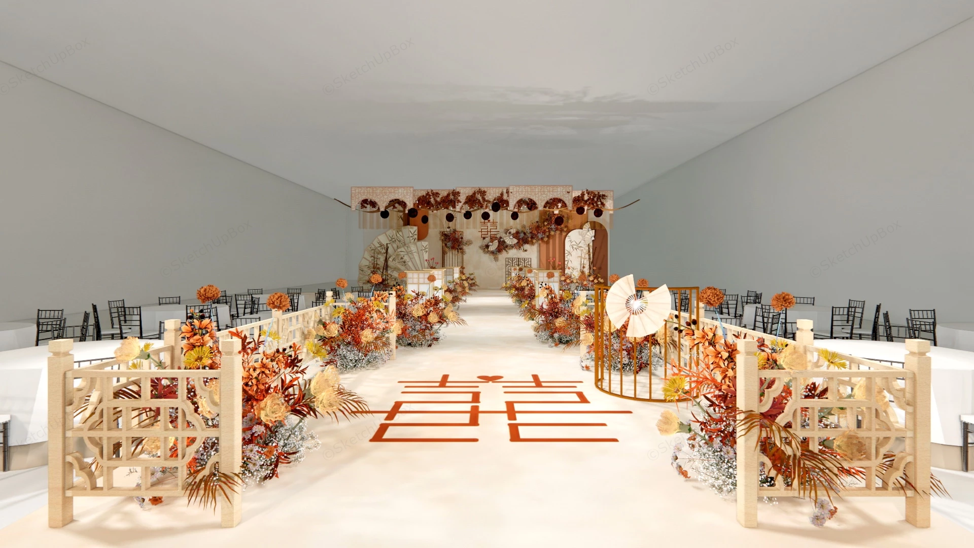 Chinese Wedding Banquet sketchup model preview - SketchupBox