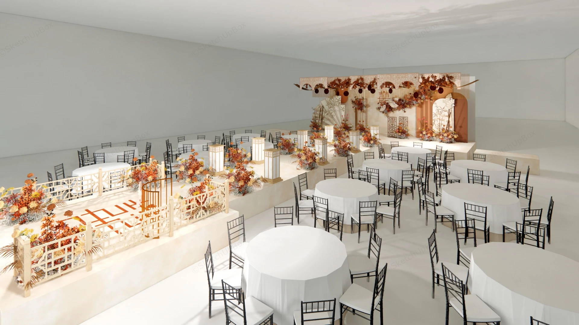 Chinese Wedding Banquet sketchup model preview - SketchupBox