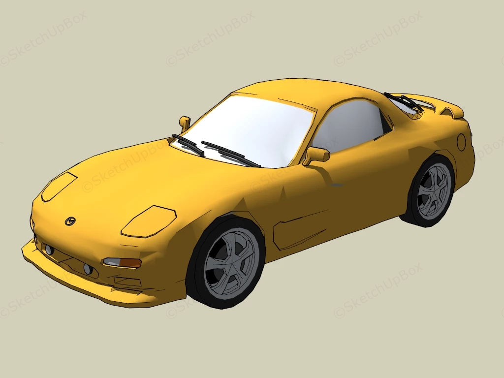 Mazda RX 7 Yellow sketchup model preview - SketchupBox