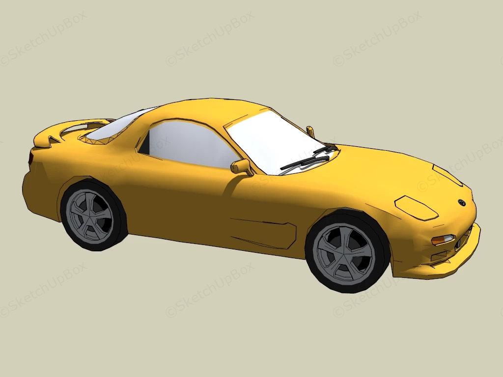 Mazda RX 7 Yellow sketchup model preview - SketchupBox