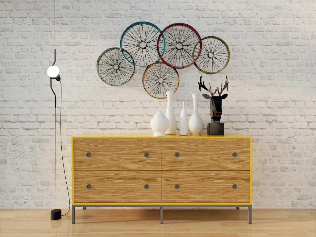 Industrial Style Dresser Decor sketchup model preview - SketchupBox