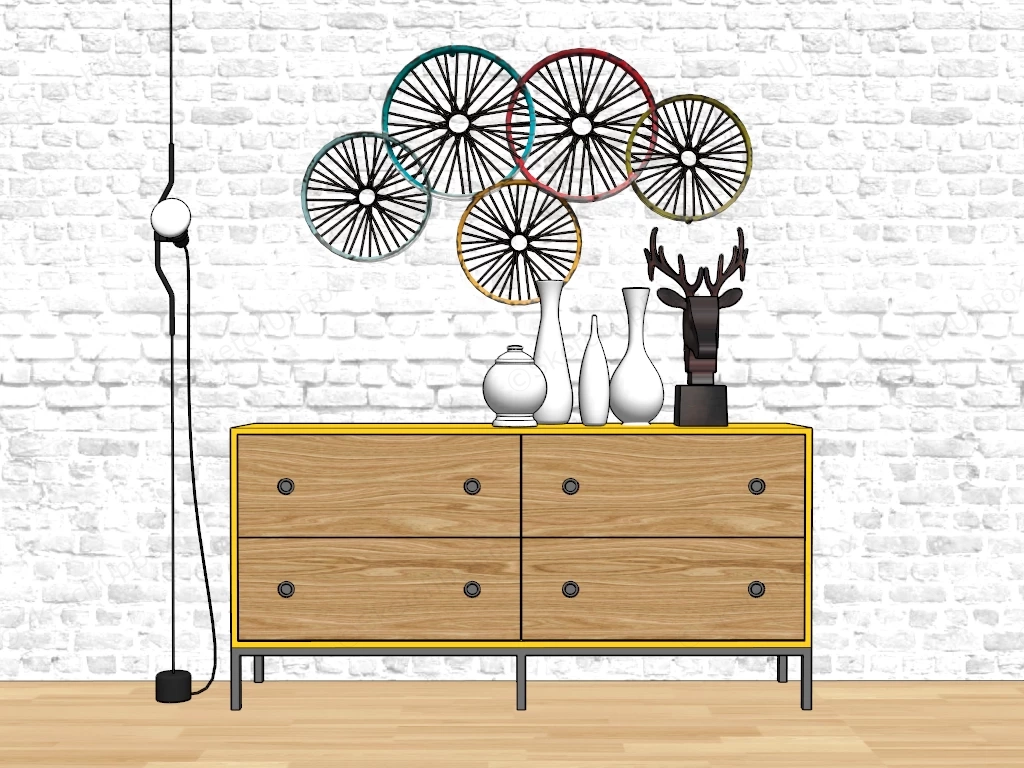 Industrial Style Dresser Decor sketchup model preview - SketchupBox