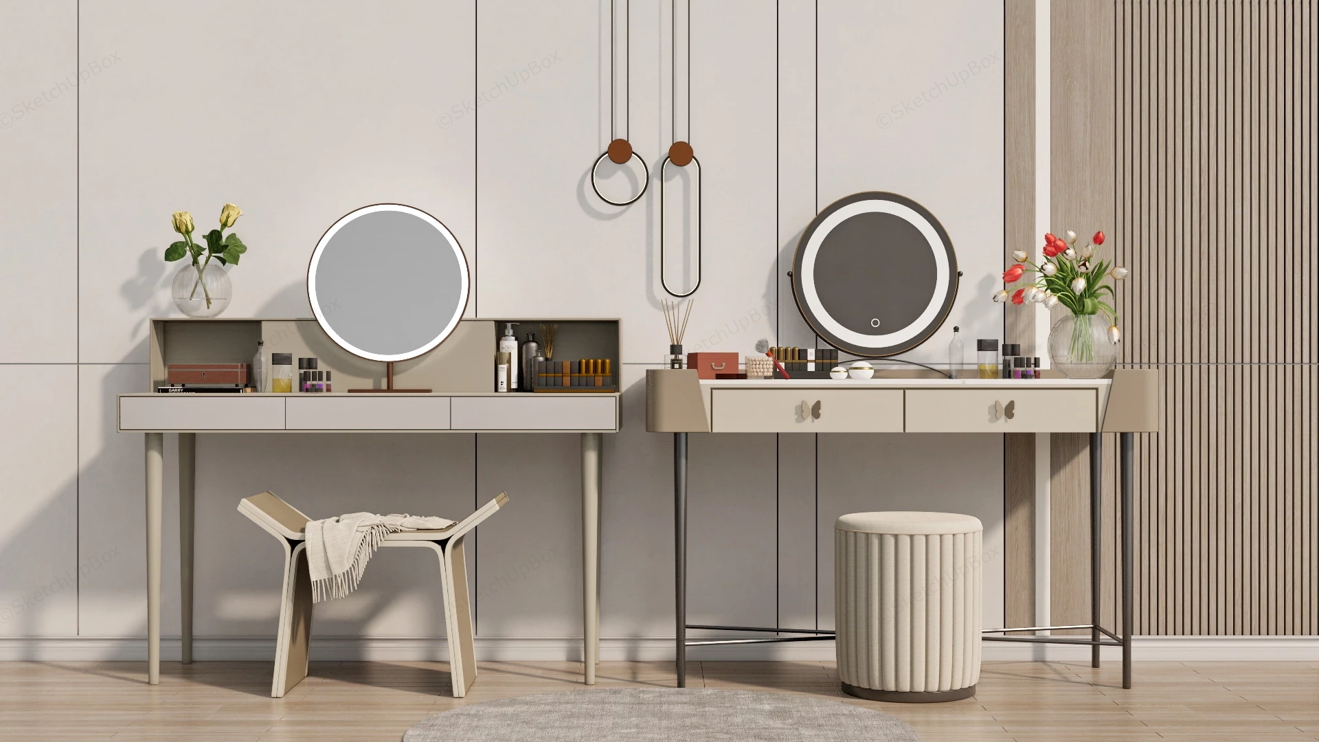 Modern Makeup Vanity Tables sketchup model preview - SketchupBox