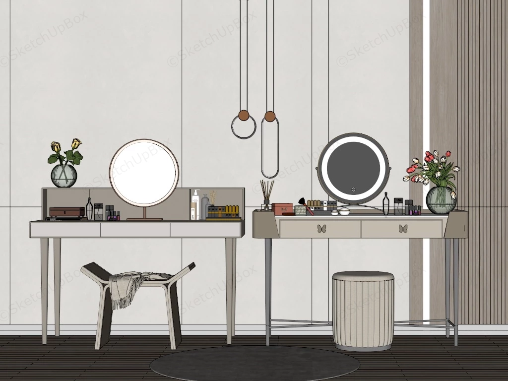 Modern Makeup Vanity Tables sketchup model preview - SketchupBox