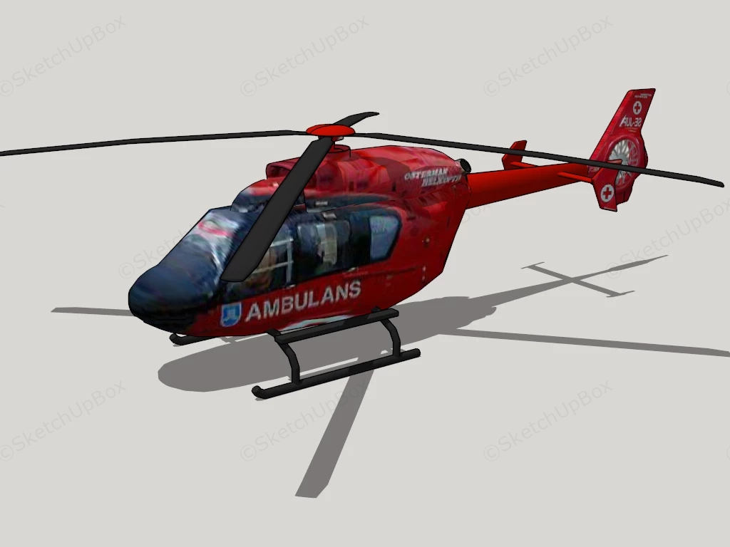 Ambulance Helicopter sketchup model preview - SketchupBox