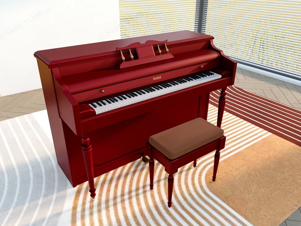 Red Upright Piano sketchup model preview - SketchupBox