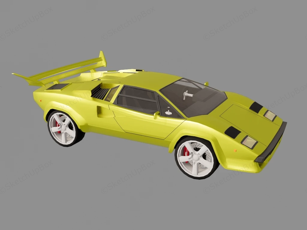 Yellow GT Sports Car sketchup model preview - SketchupBox