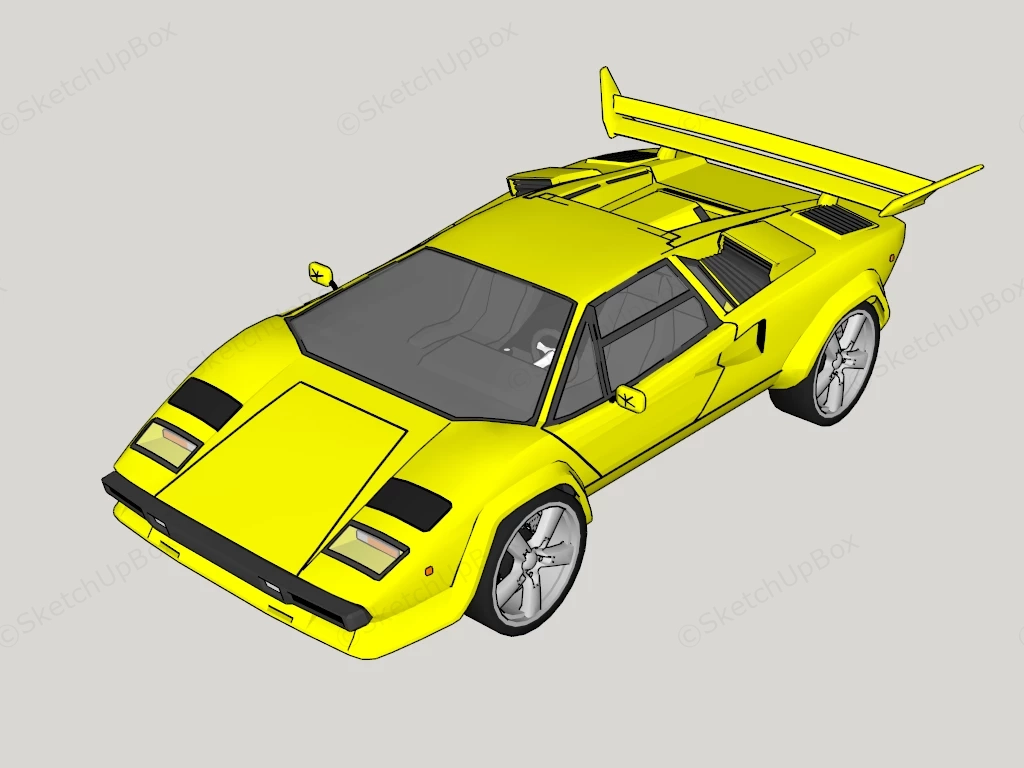 Yellow GT Sports Car sketchup model preview - SketchupBox