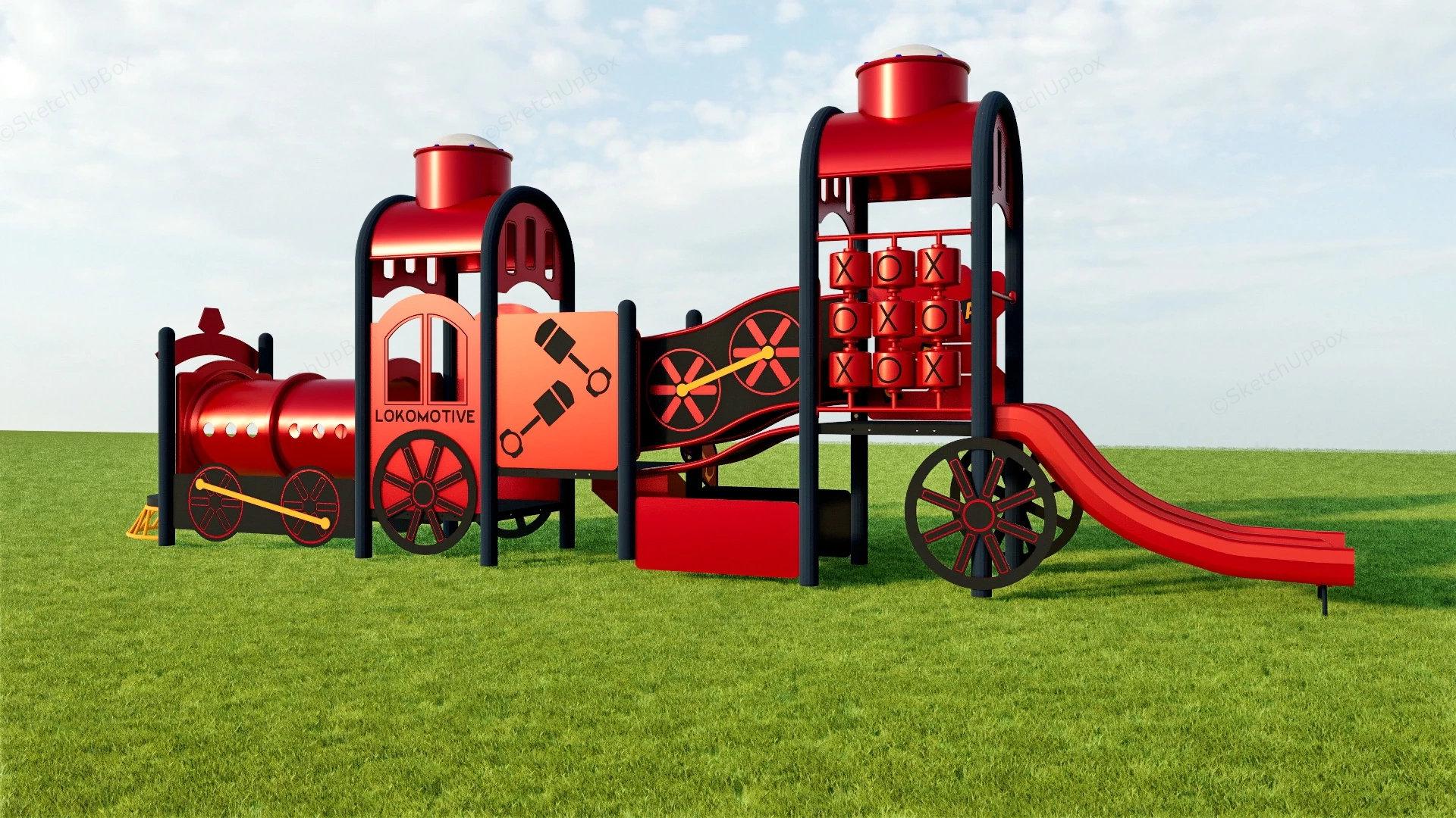 Train Locomotive Playground Slide sketchup model preview - SketchupBox